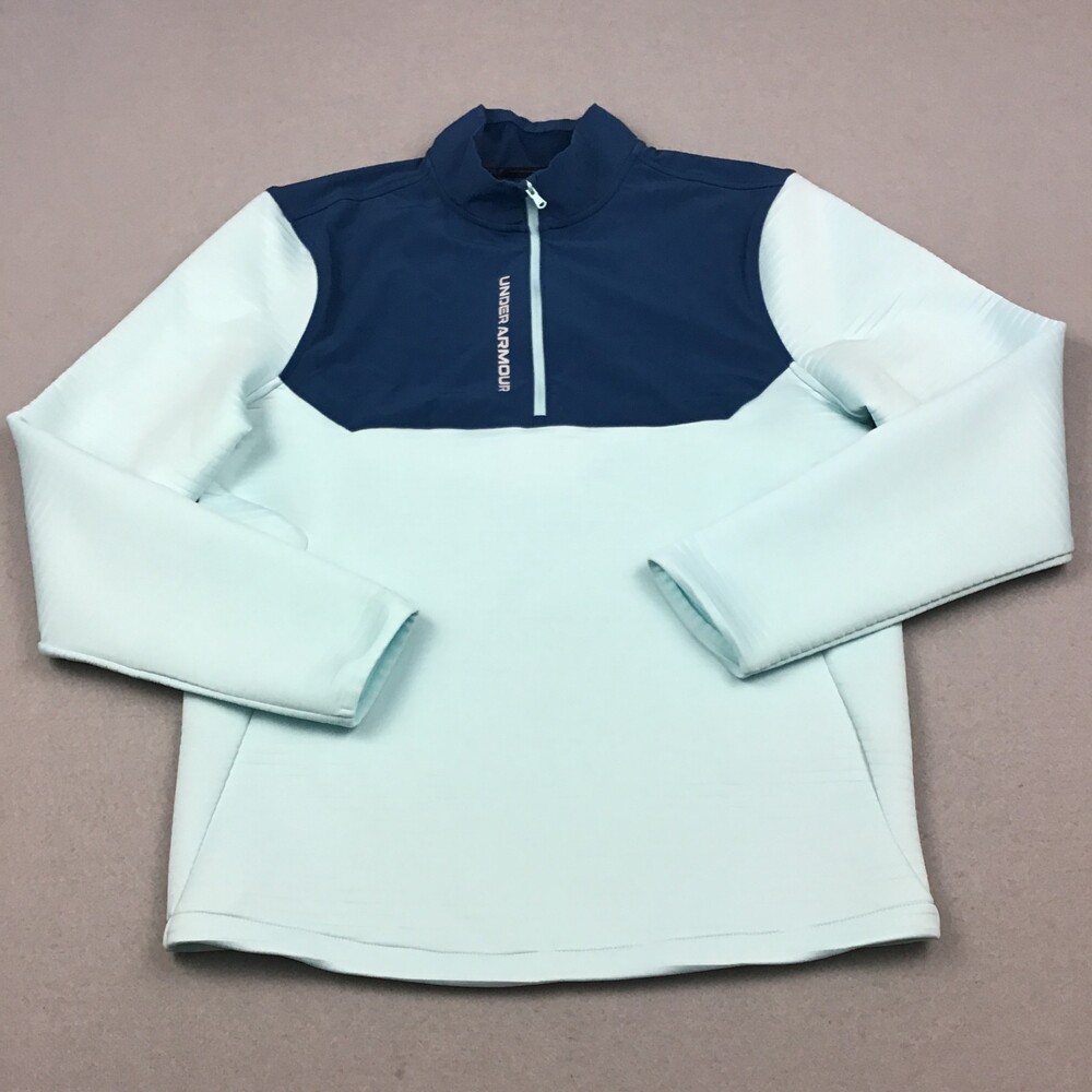 Under Armour Sweater Men Medium Blue Storm 1/4 Zip Golf Pullover Cover Up M